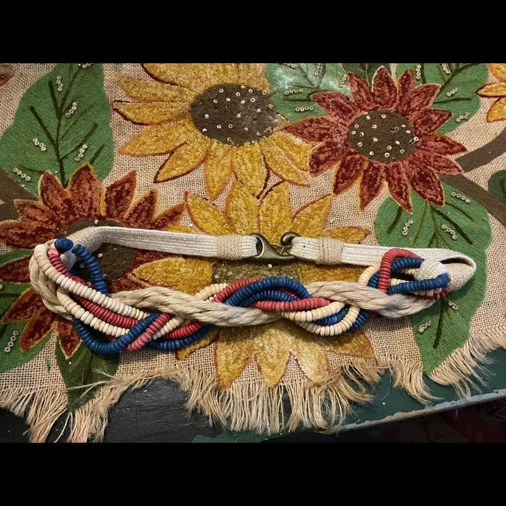 Colorful Braided and Beaded Rope Belt with hook